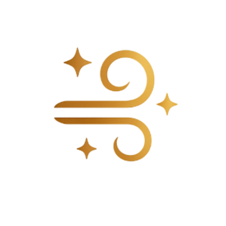 Decorative gold symbol with stars on a white background