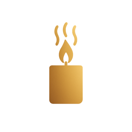 Gold candle icon on a white background