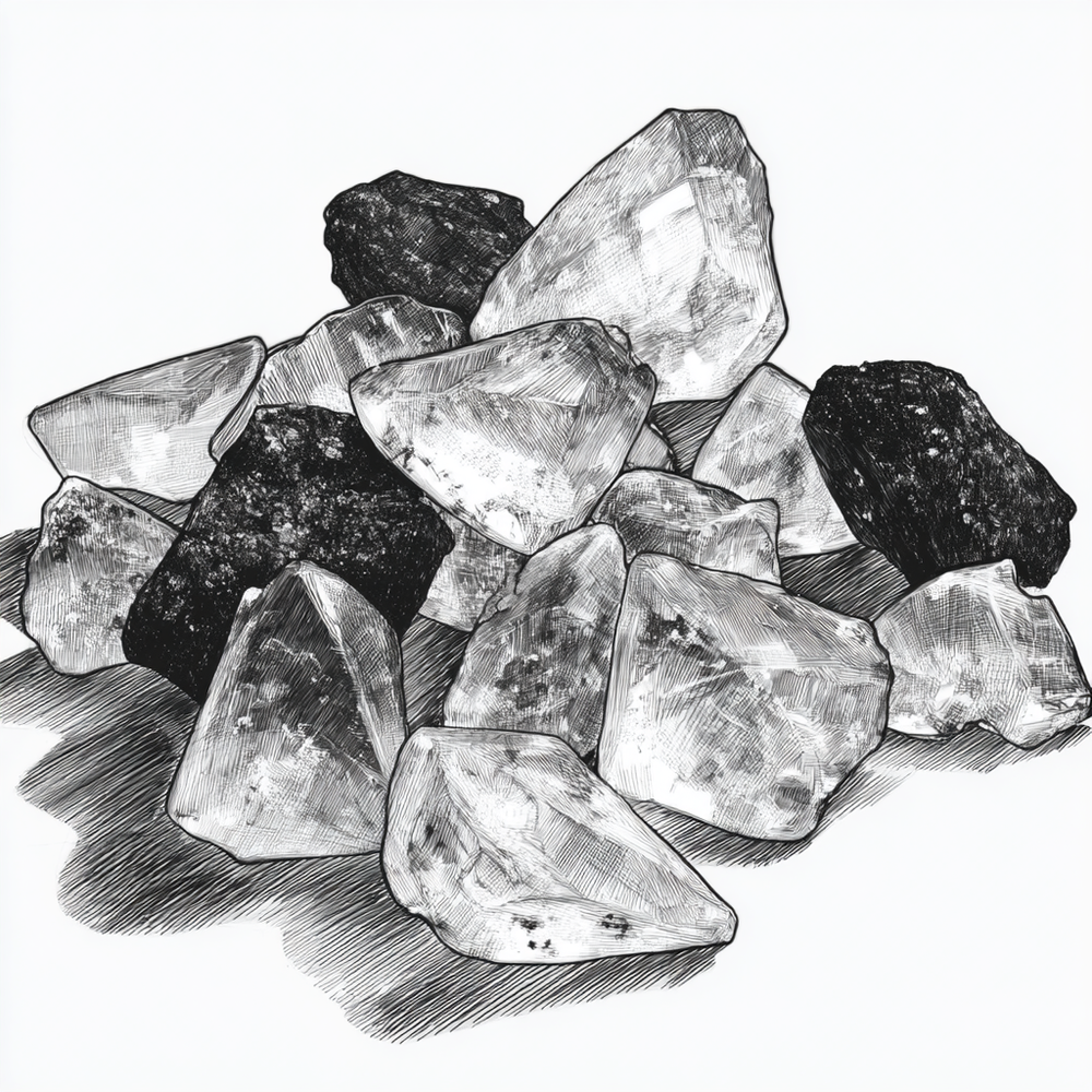 Illustration of a pile of crystals with a white background