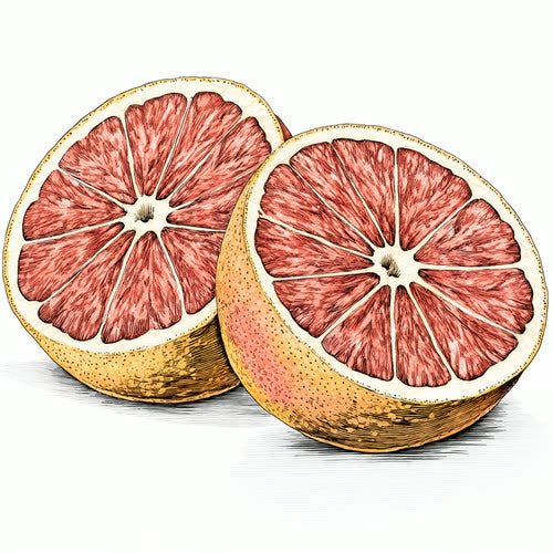 Grapefruit, botanical illustration