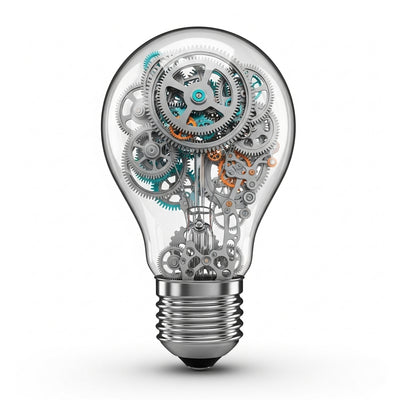 Light bulb with cogs inside